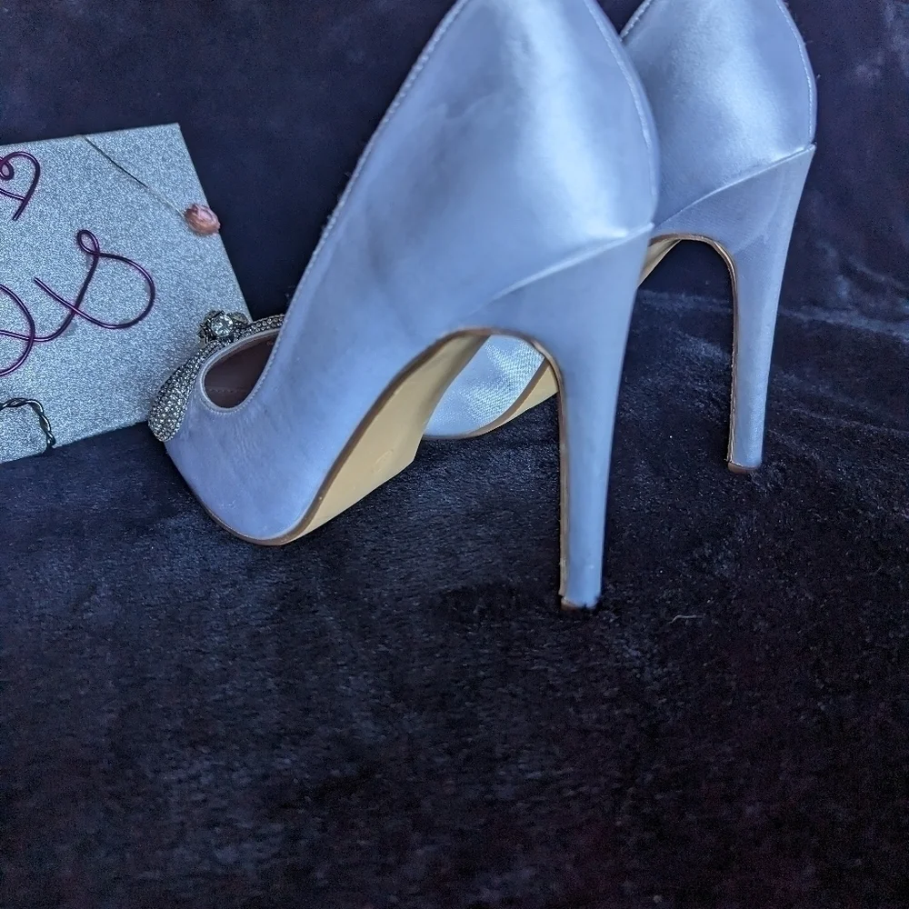 White Satin High Heels 9